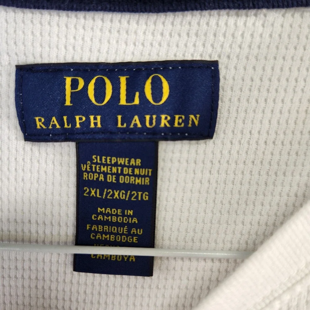 Polo Ralph Lauren Mens White‎ Waffle Knit Long Sleeve Sleepwear Top 2XL